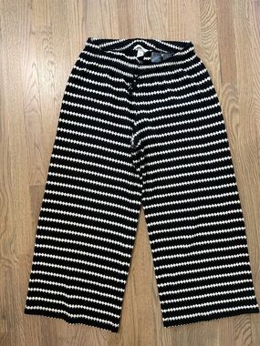 H&M Black and White Maternity Wide Leg Pants